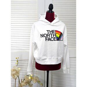 NWT The North Face Women's White Hoodie With Rainbow Logo Size Medium 002